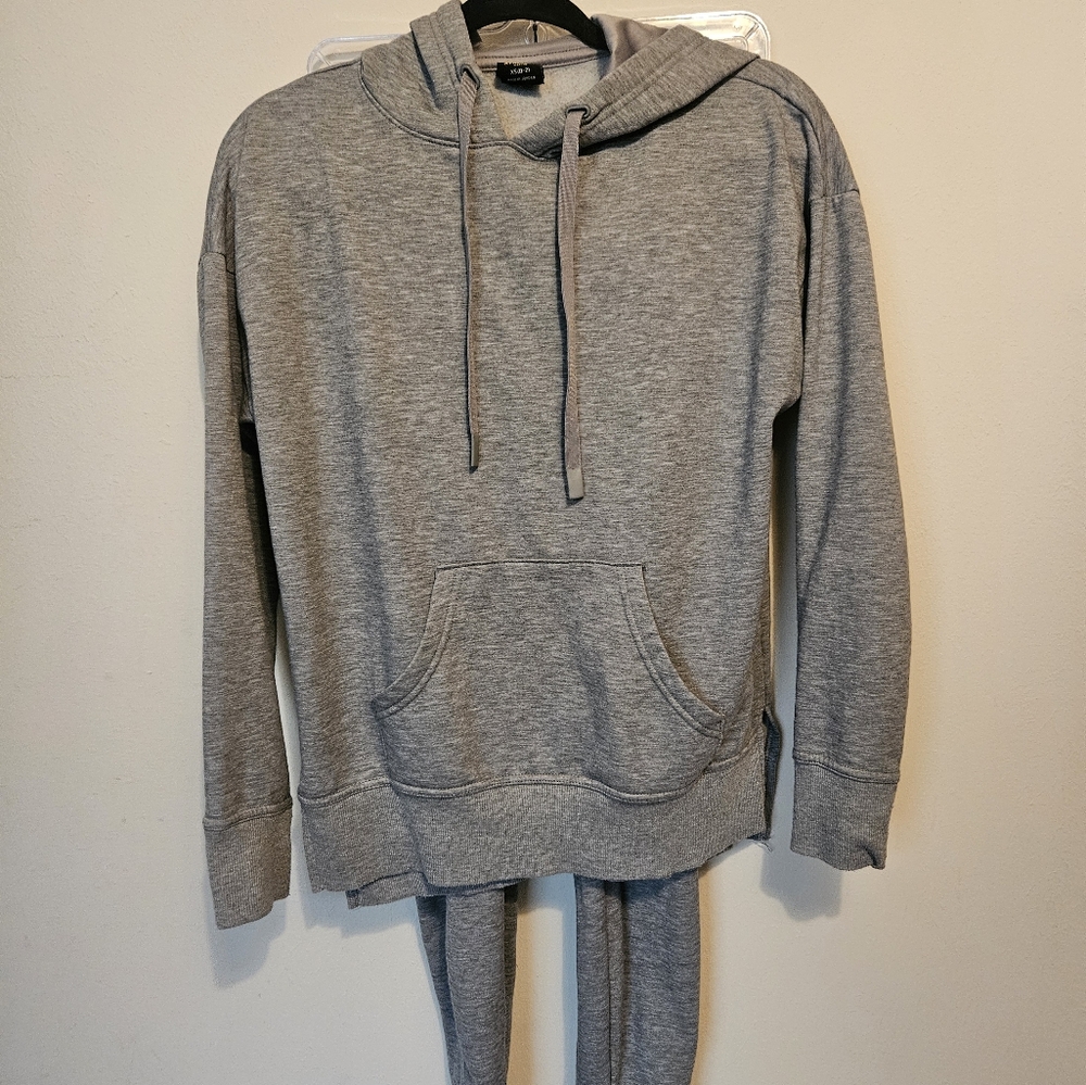 Gray Hoodie and Sweatpants Set